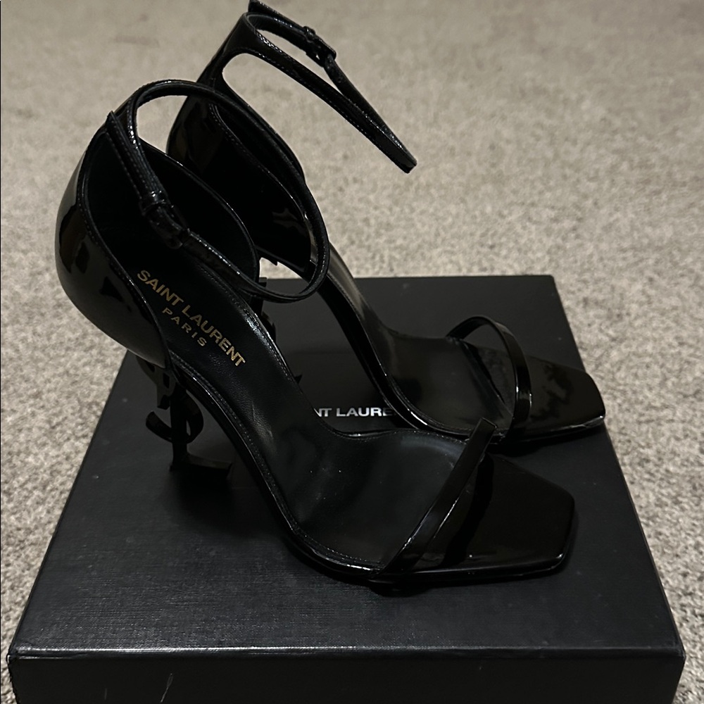 Authentic Saint Laurent Opyum YSL 110 Patent Leather Sandals 40 Black/Black - Picture 6 of 16